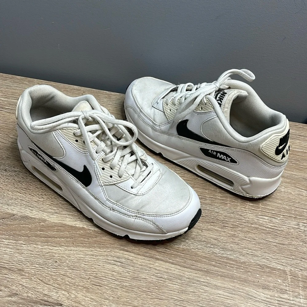 NIKE Air Max 90 Shoes Sneakers White Black Leather Textile Size 8 - Picture 11 of 11